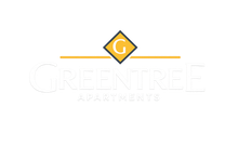 Green Tree Apartments logo with a gold diamond and faint gray text on a white background