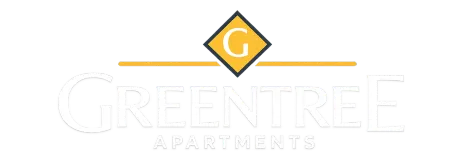 GreenTree Apartment Homes logo with gold diamond “G” over faint gray text