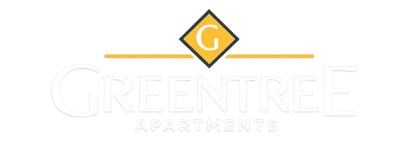 GreenTree Apartment Homes logo with gold diamond &ldquo;G&rdquo; over faint gray text