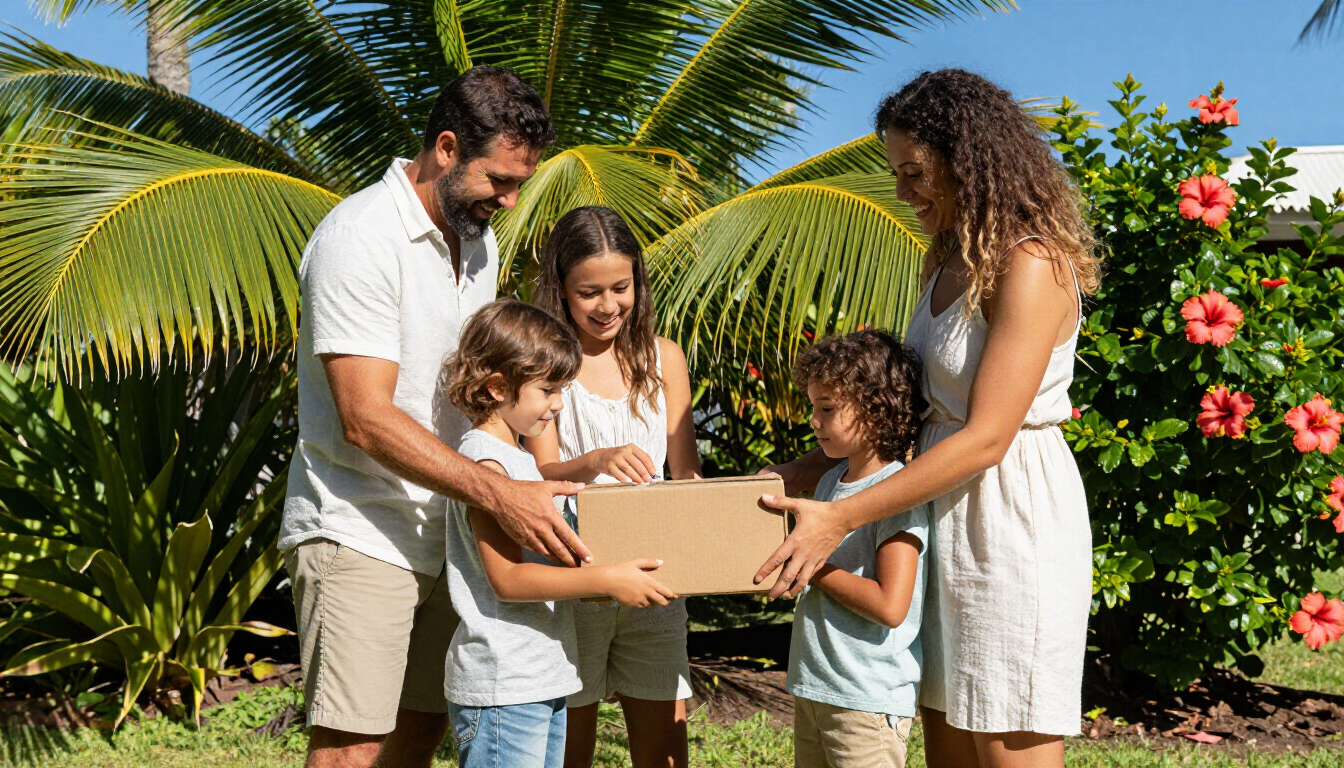 Famille heureuse en Nouvelle-Calédonie