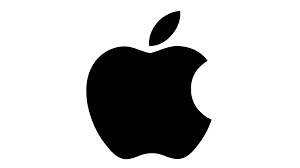 Logo Apple noir avec une morsure arrachée sur le côté droit.