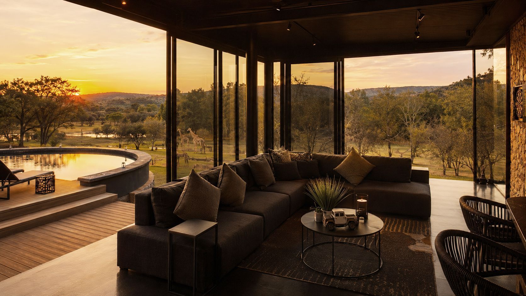 Edge of the Crator - Luxury Main Villa interior overlooking the Vaal river.