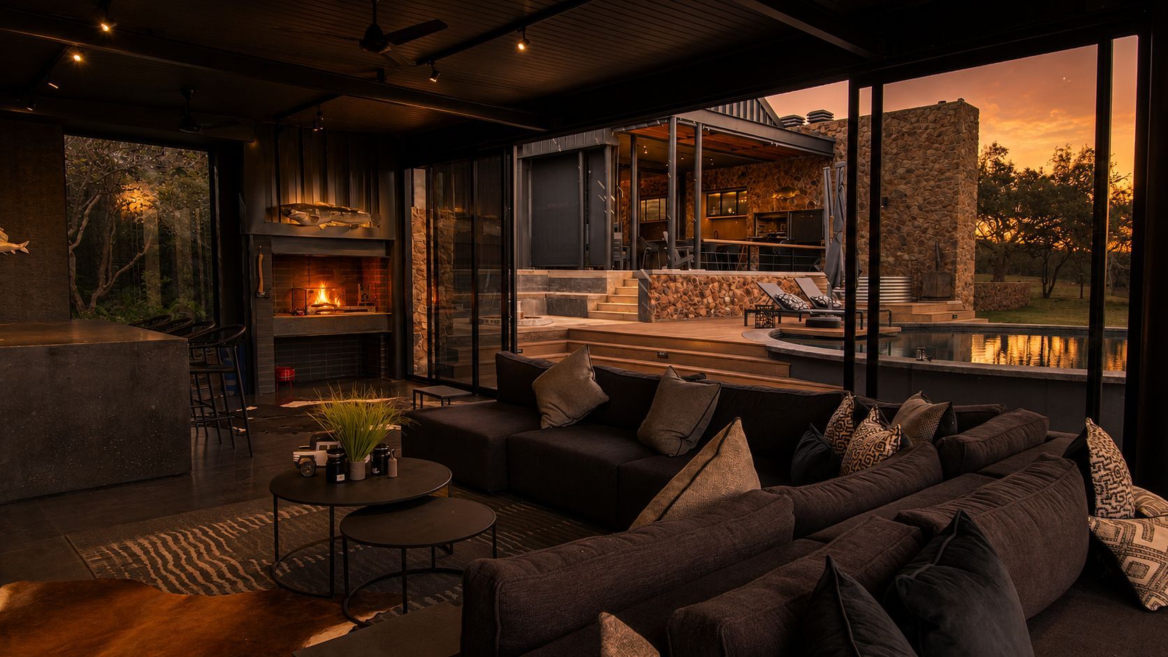Edge of the Crator - Luxury Main Villa interior overlooking the Vaal river.