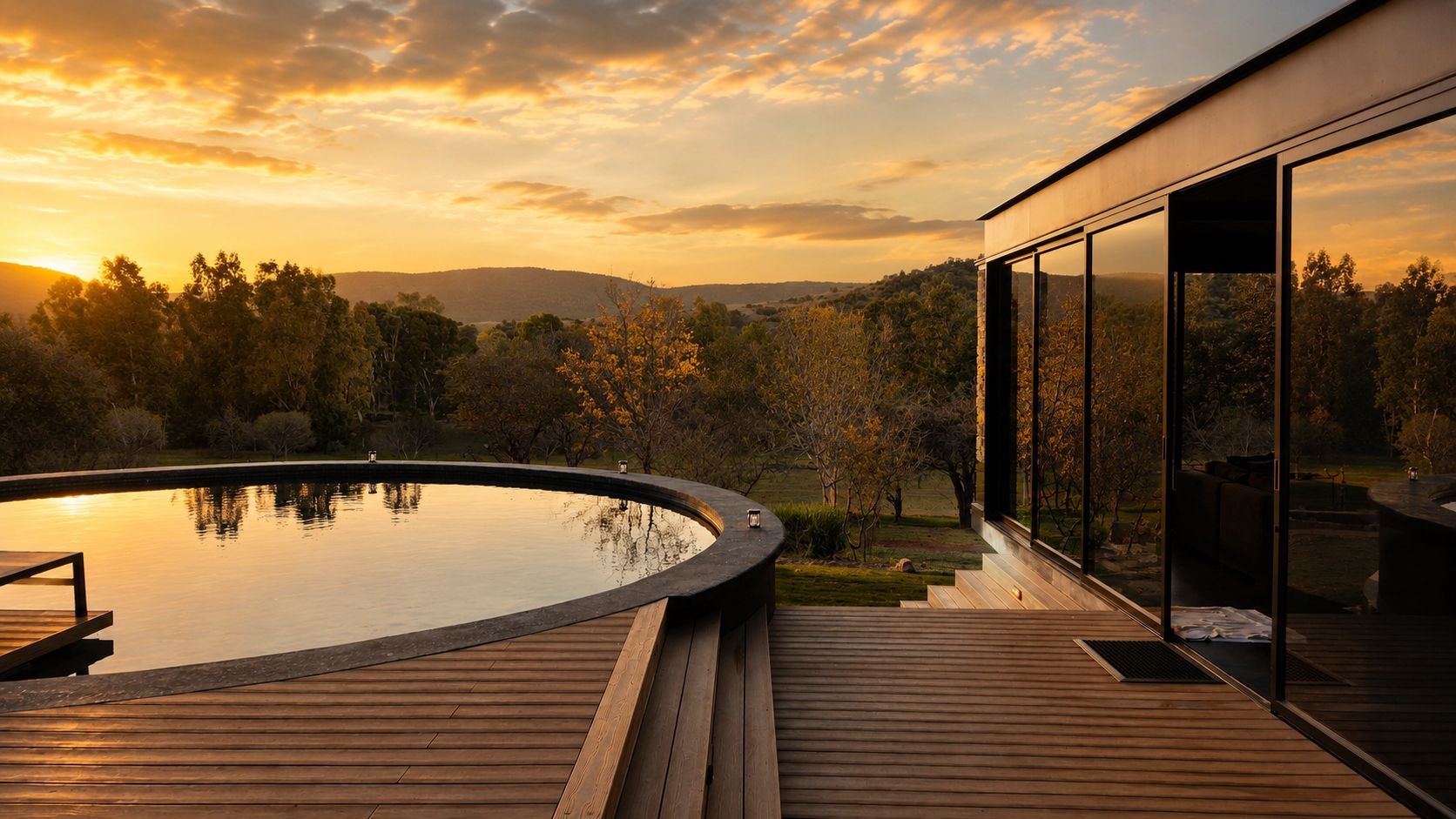 Edge of the Crater - Luxury Main Villa Entertainment room overlooking the Vaal river.