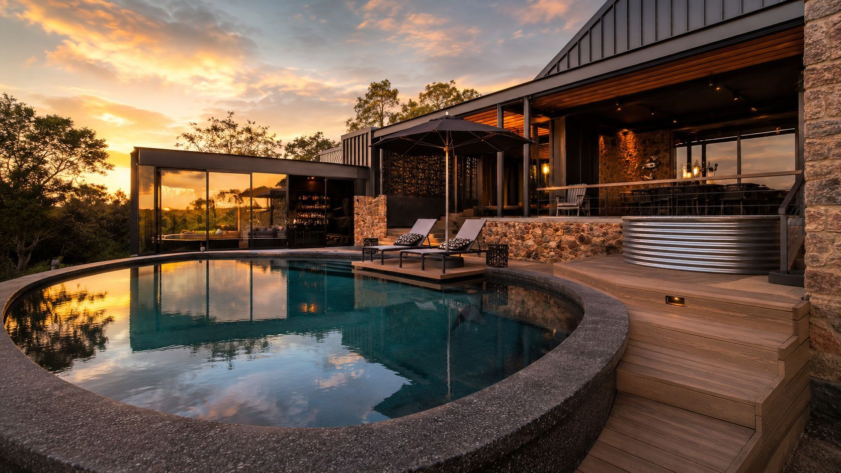 Edge of the Crator - Luxury Main Villa interior overlooking the Vaal river.
