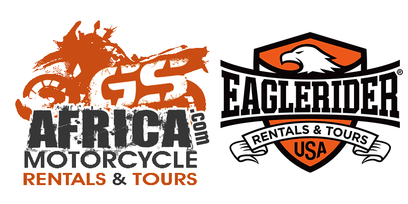 Two logos for africa motorcycle rentals and tours