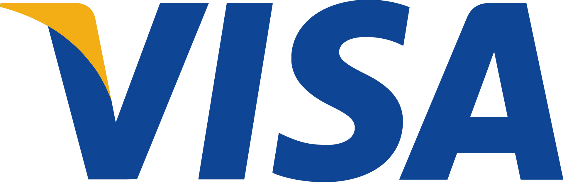 A blue and yellow visa logo on a white background.