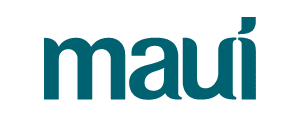 The maui logo is blue and white on a white background.