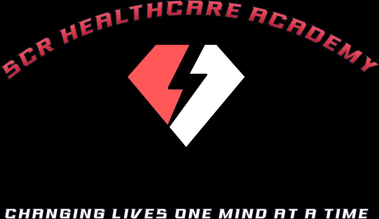 A logo for scr healthcare academy changing lives one mind at a time