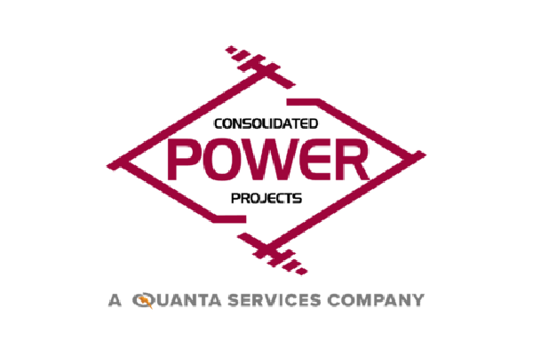 Consolidated Power Projects logo in red and gray with “A Quanta Services Company” beneath it
