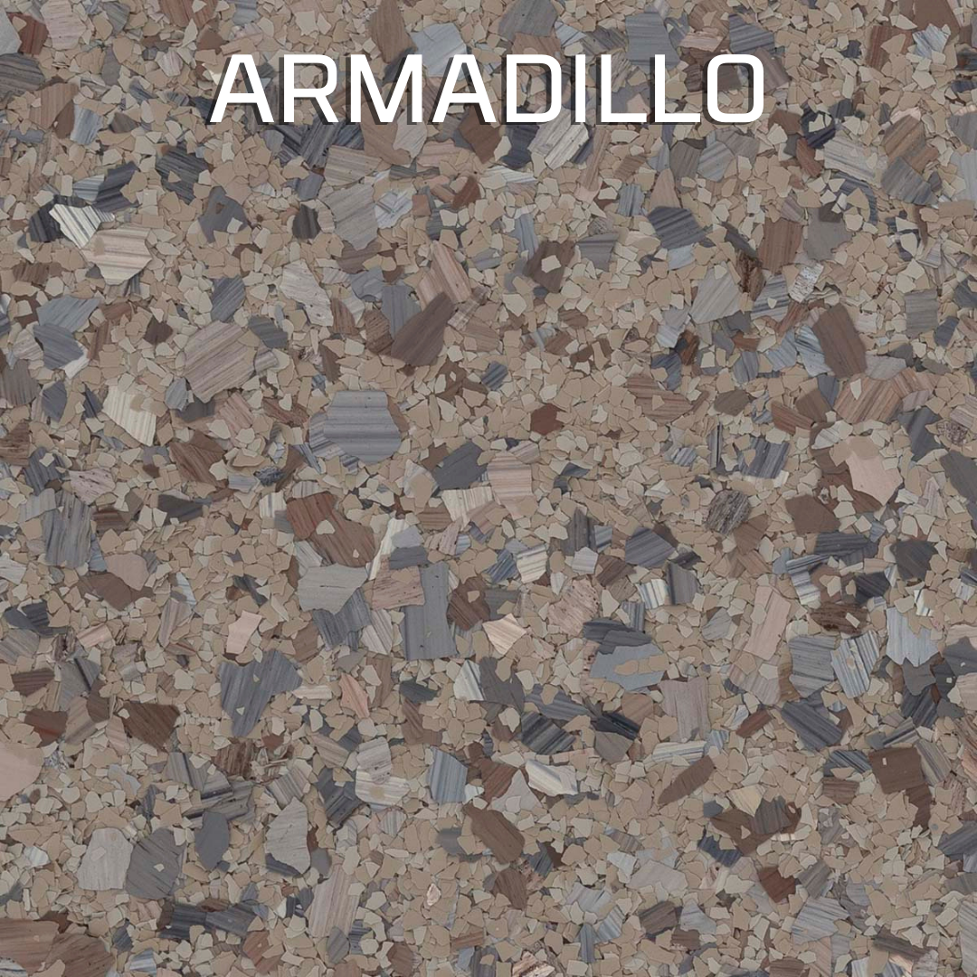 Text reading “ARMADILLO” over a close-up tan, brown, and gray mottled texture.