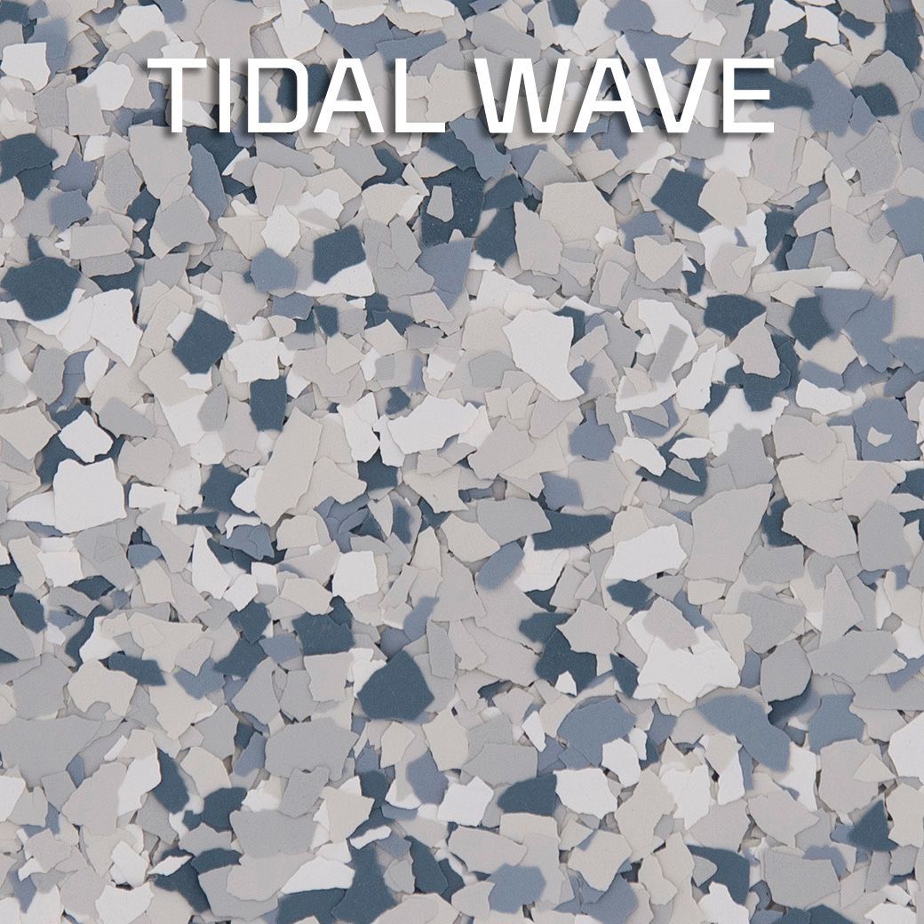 Gray-blue abstract pebble-like background with the text “TIDAL WAVE” at the top.