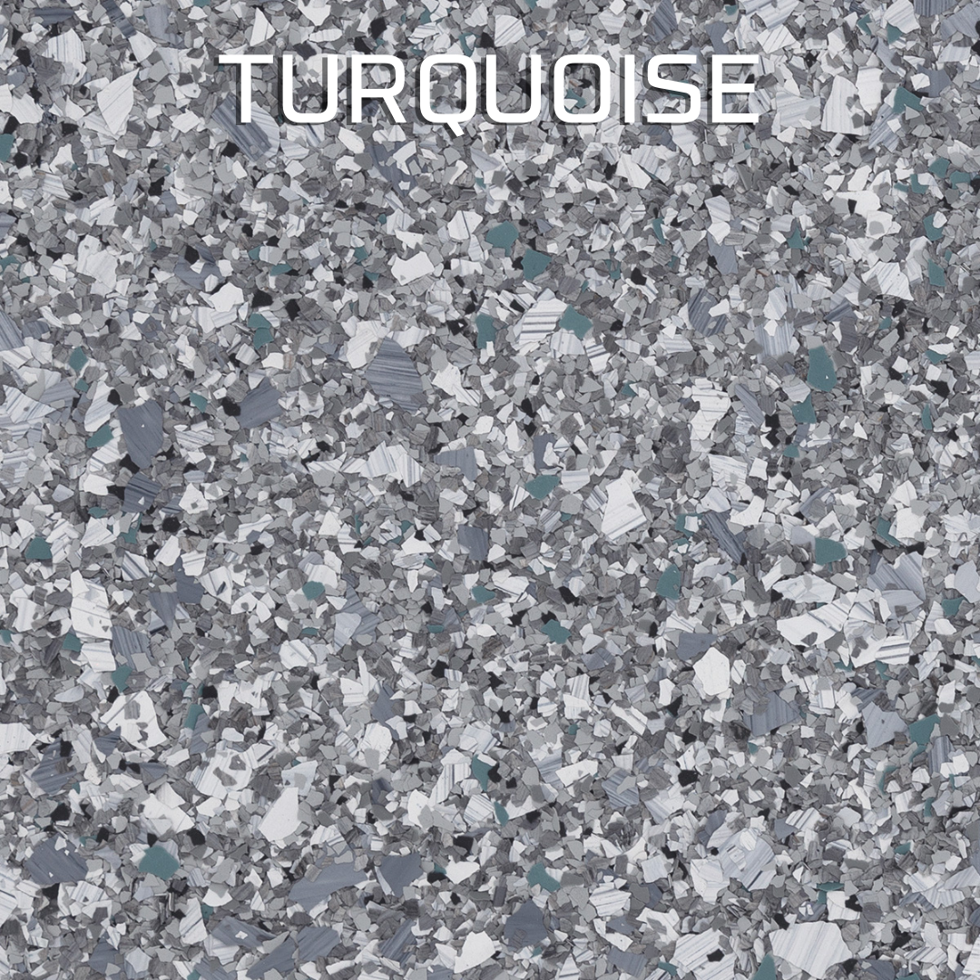 Gray speckled stone texture with the word “TURQUOISE” at the top