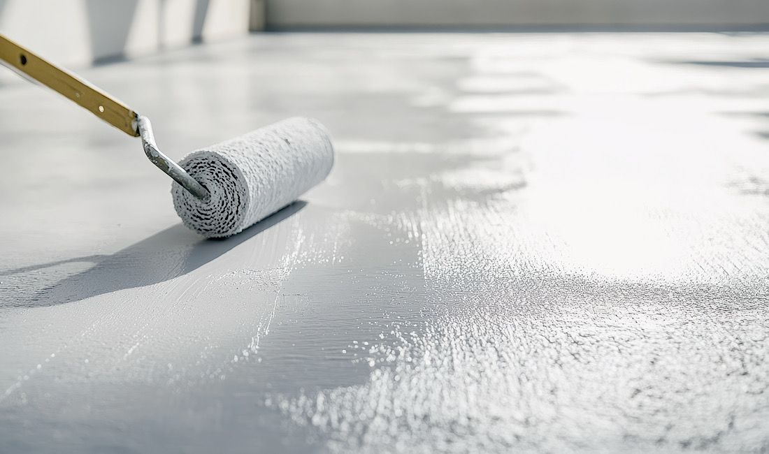 Weatherproofing outdoor concrete space.