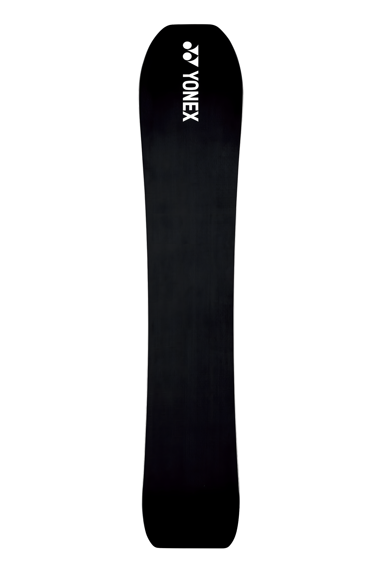 Orange-weißes Snowboard mit gesprenkeltem Muster an der Unterseite.