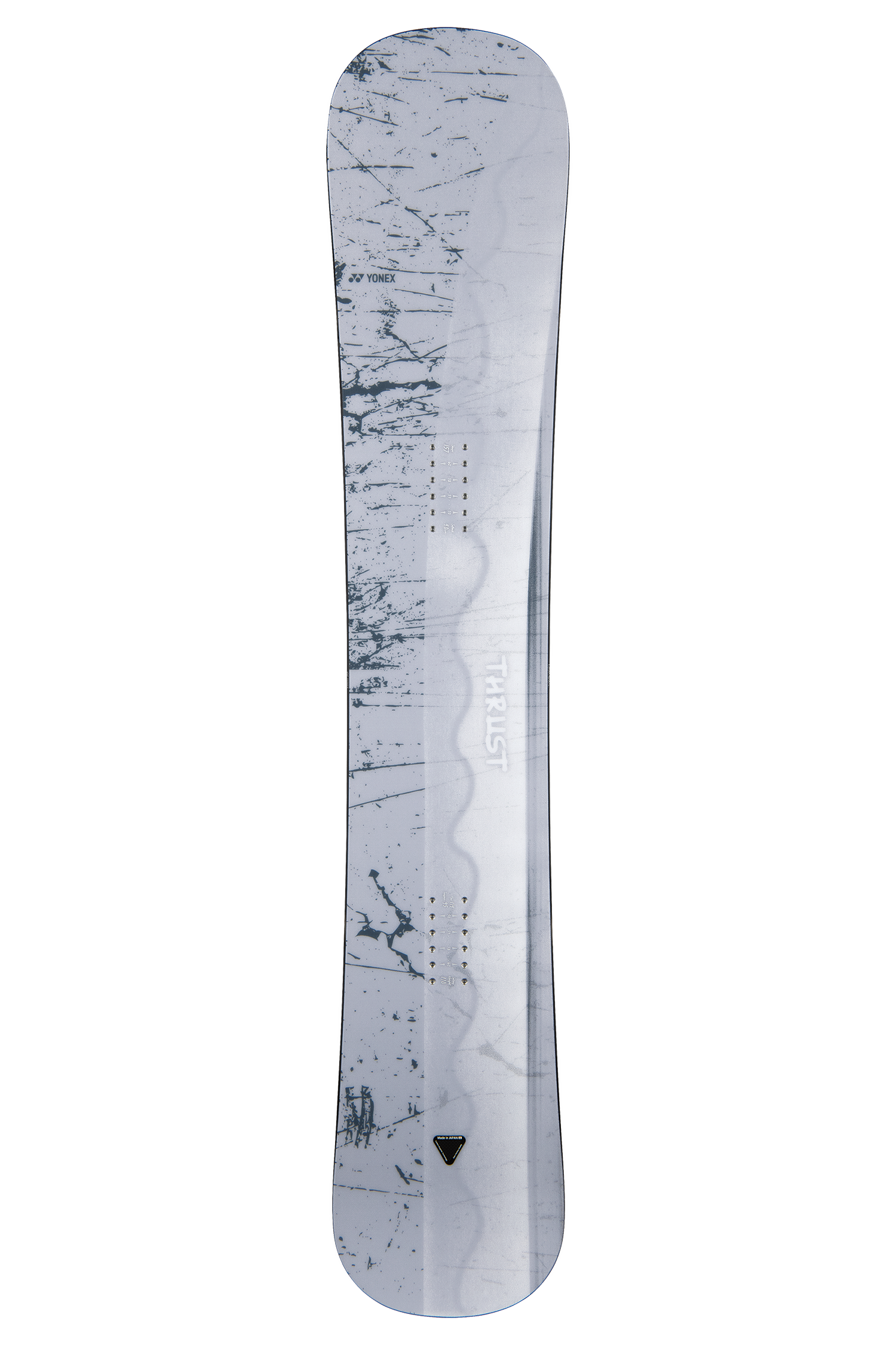 Snowboard, grau mit topografischem Muster, Ansicht von oben.
