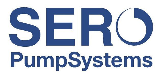 Logo for SERO PumpSystems, blue text on a white background.