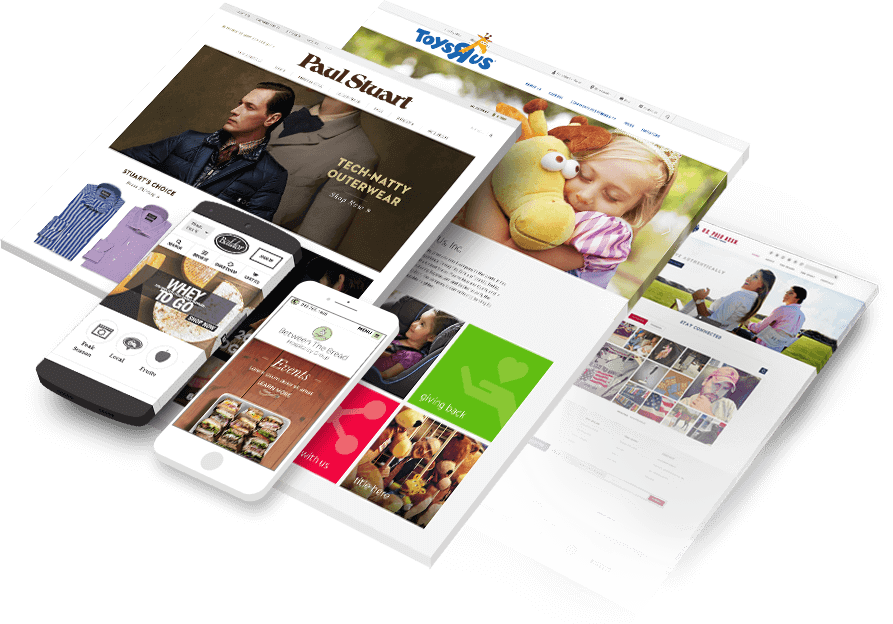 A group of stacked webpages showing different navigation layouts.