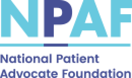 the logo for the national patient advocate foundation is blue and purple .