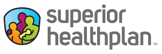the logo for superior health plan shows a group of people hugging each other .