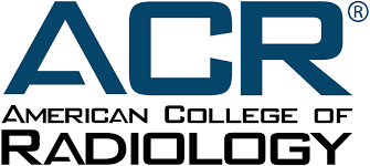the logo for the american college of radiology is blue and black .