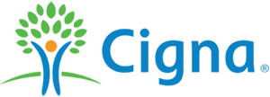 a cigna logo with a tree on it