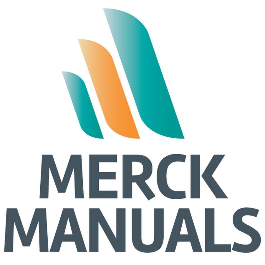 a blue and orange logo for merck manuals