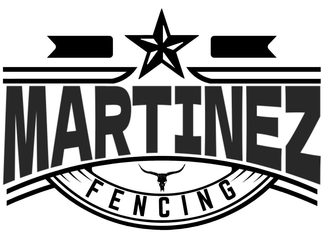 Logo for Martinez Fencing: "Martinez" in large text, a star and bull skull, with "FENCING" below in an arched banner.