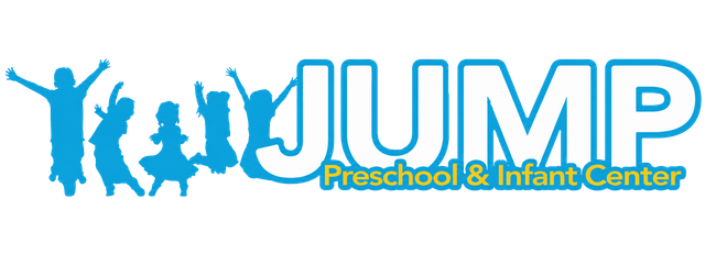 Logo for JUMP Preschool & Infant Center in blue text with child silhouettes and a sun icon