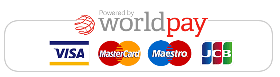 Worldpay payment logos: Visa, MasterCard, Maestro, and JCB on a white background