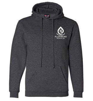 grey sweatshirt with white local 16 logo on chest