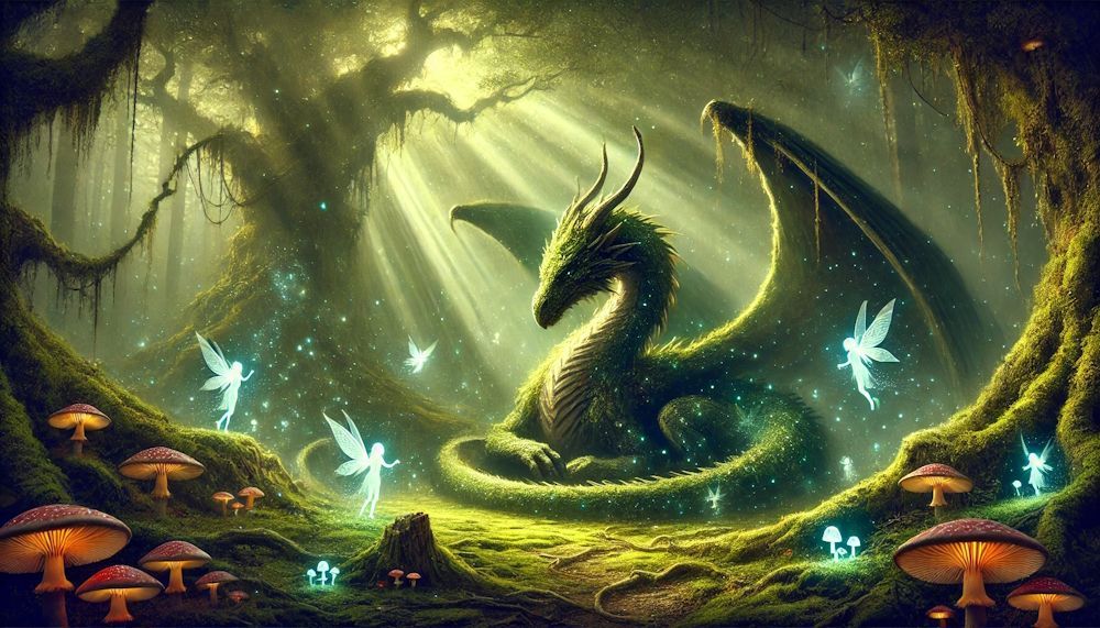 Green Earth dragon in Ancient Woodland Green Earth dragon in Ancient Woodland