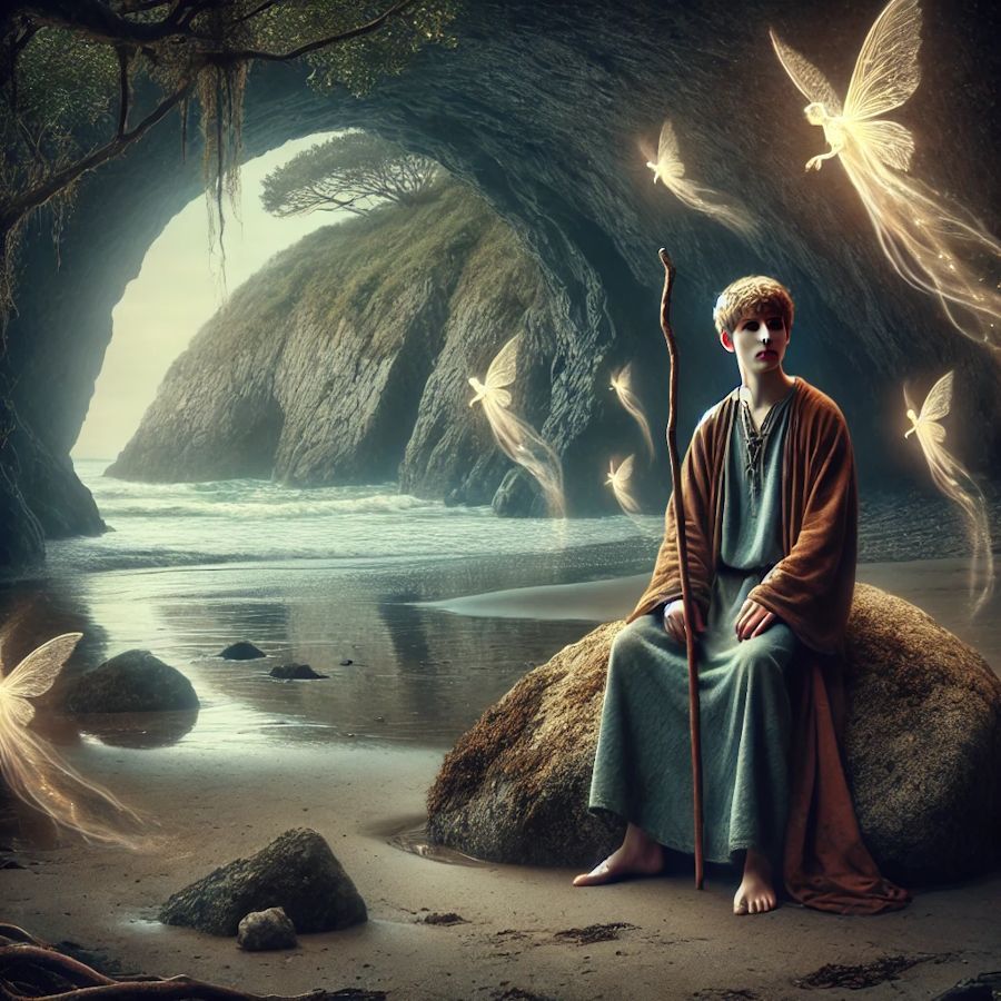 Merlin in his cave with Elementals Merlin in his cave with Elementals