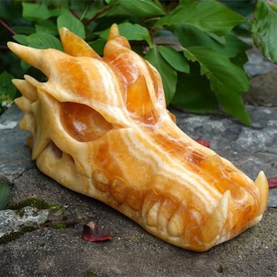 Solar Plexus Empowerment Orange Calcite Large Crystal Dragon Skull Healing
