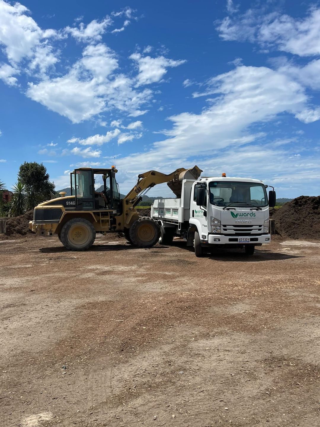 Loading sand onto truck — Landscaping Supplies in Myocum, NSW