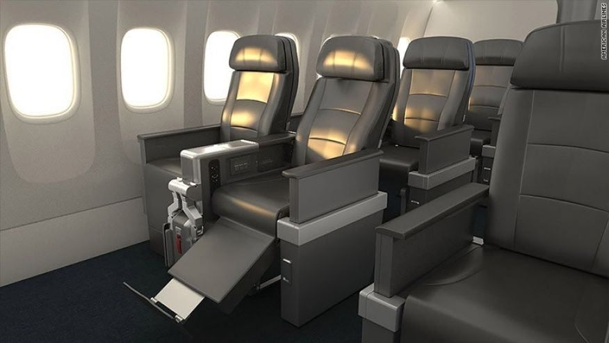 American Airlines Premium Economy Seat with Legrest Extended
