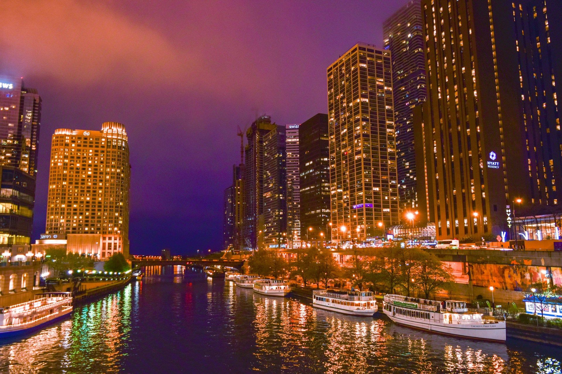 Magnificent Mile at night, Chicago, IL