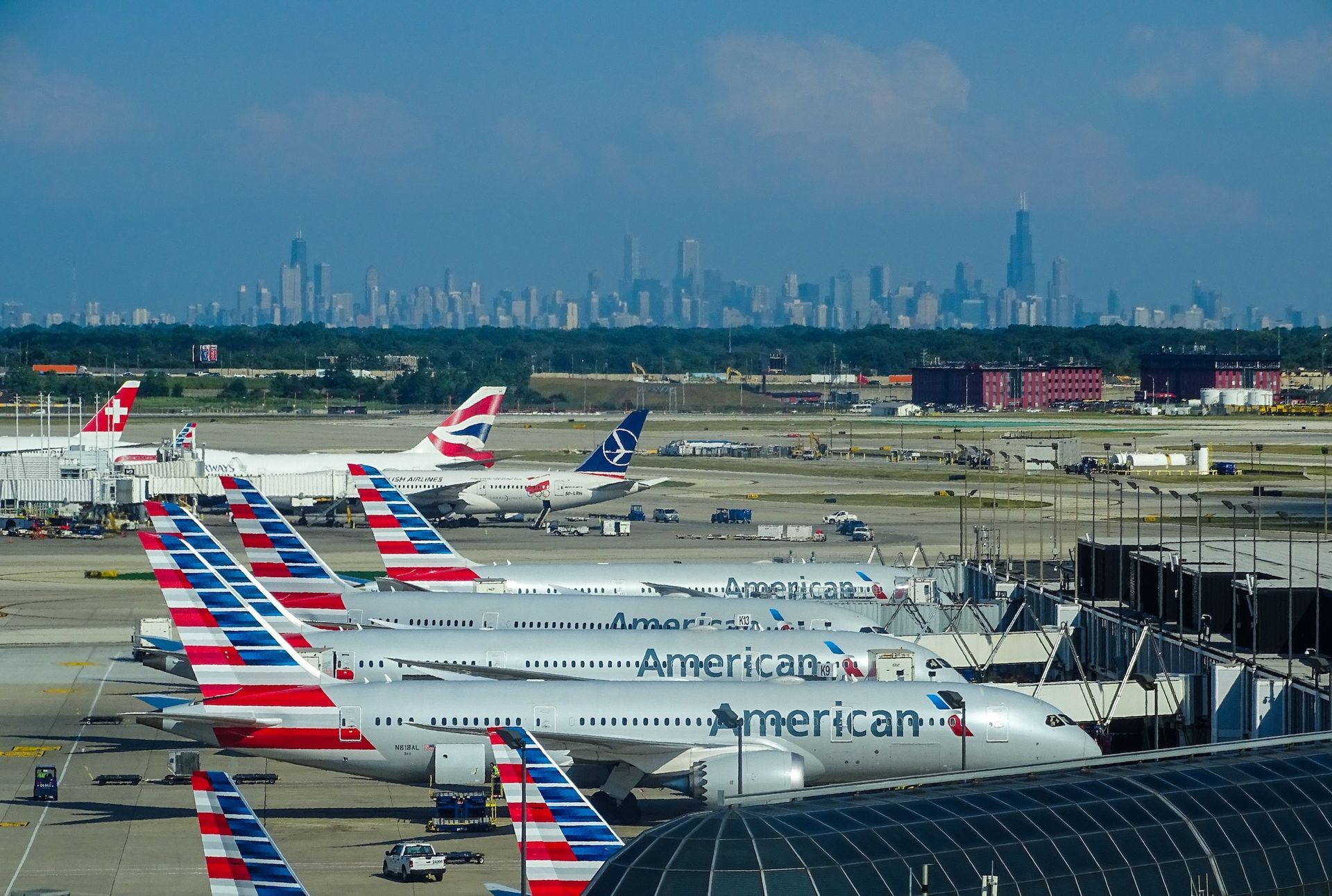 Chicago O'Hare Airport with American Airlines planes