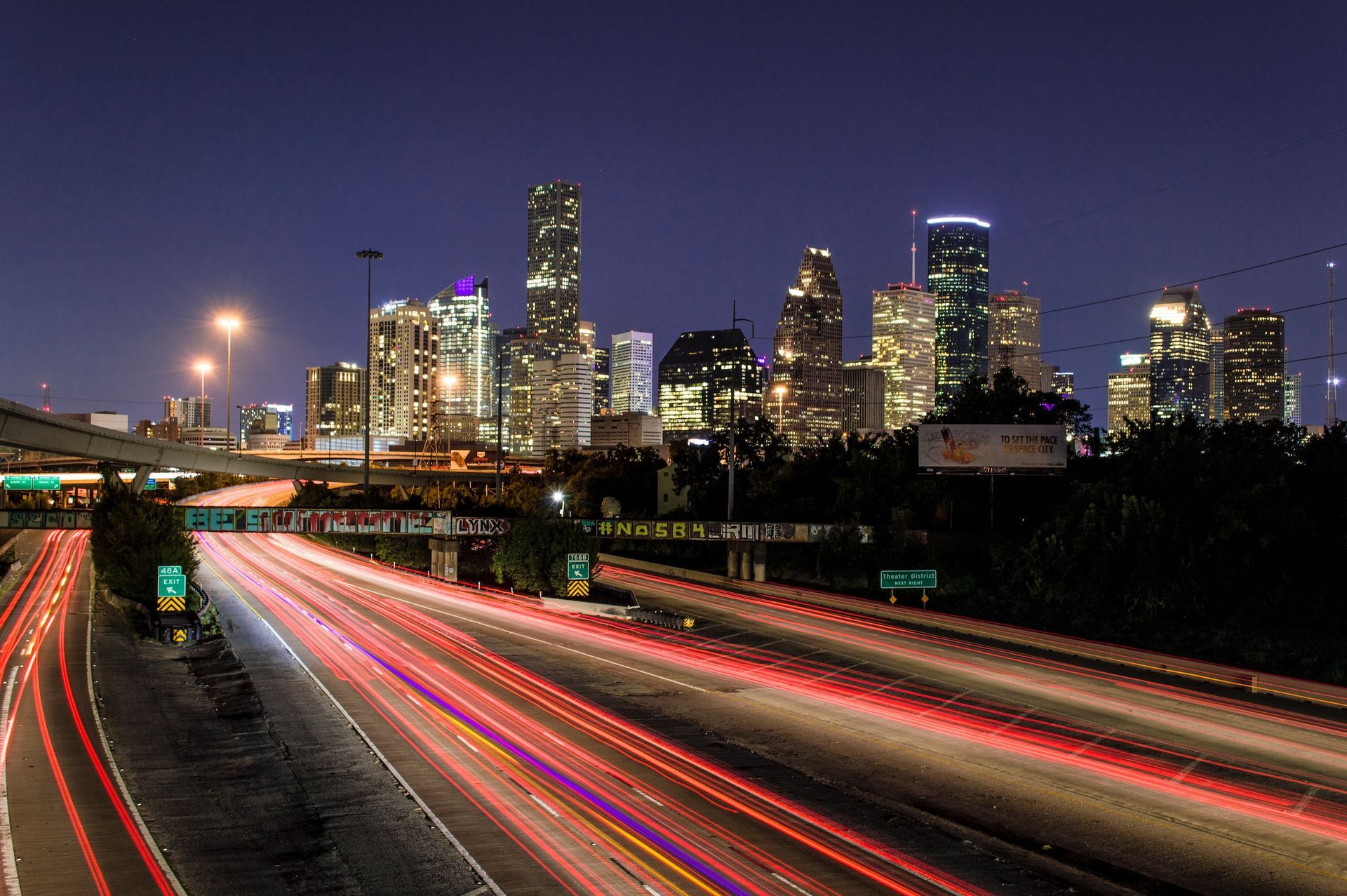 Houston Highway with City Skyline