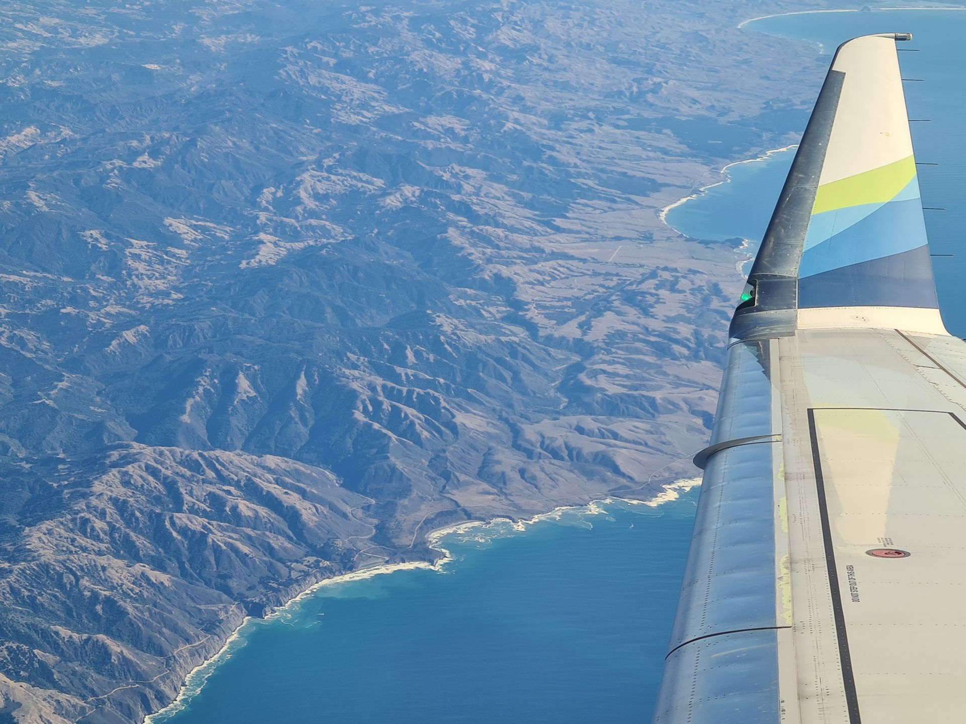 Alaska Airlines inflight along Pacific Coast Highway