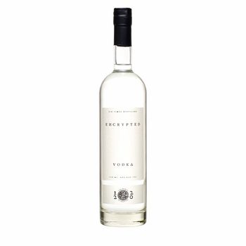 A bottle of 1220 Spirits Encrypted Vodka