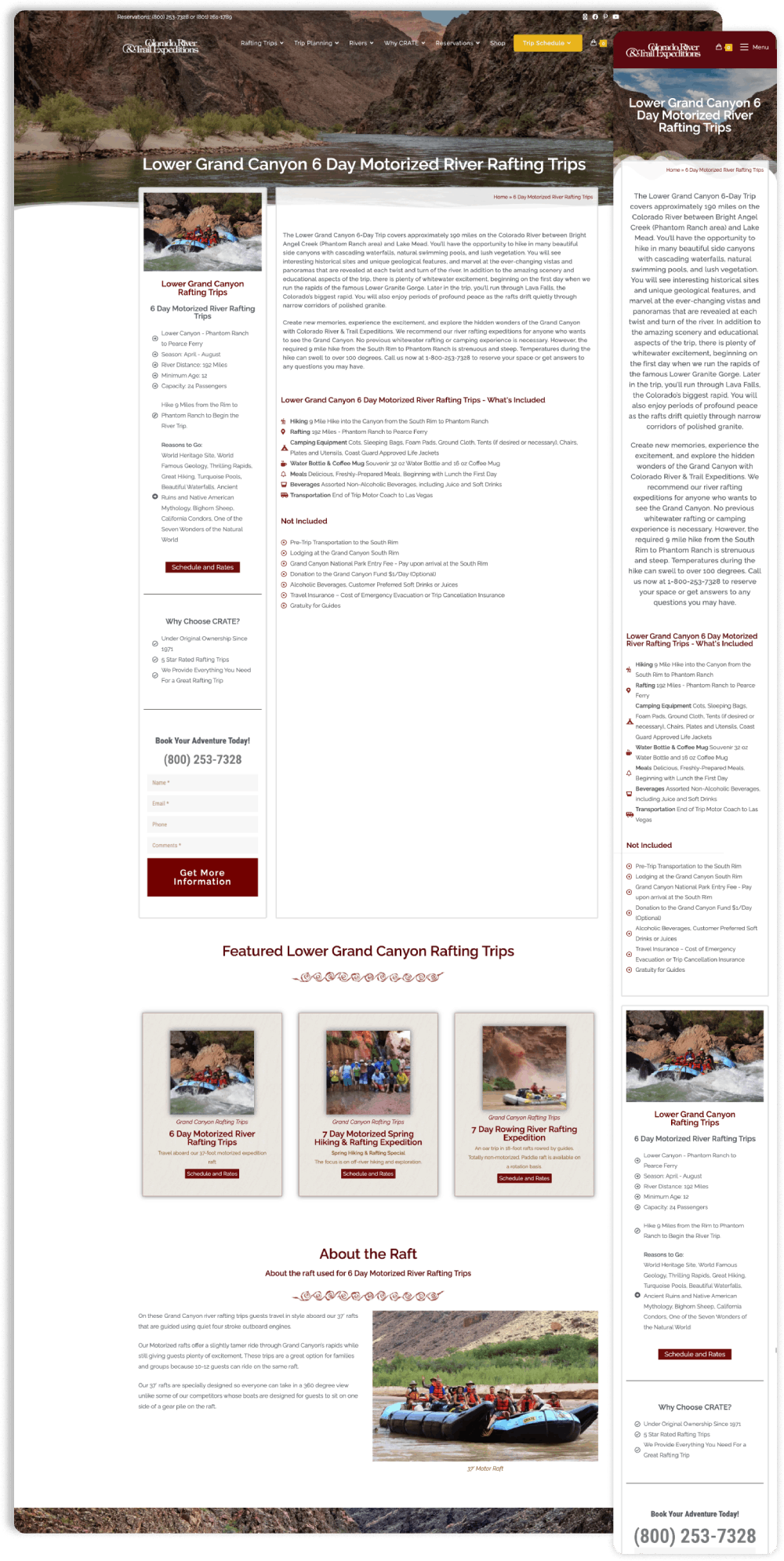 Website home page promoting adventure tours in Moab, Utah.