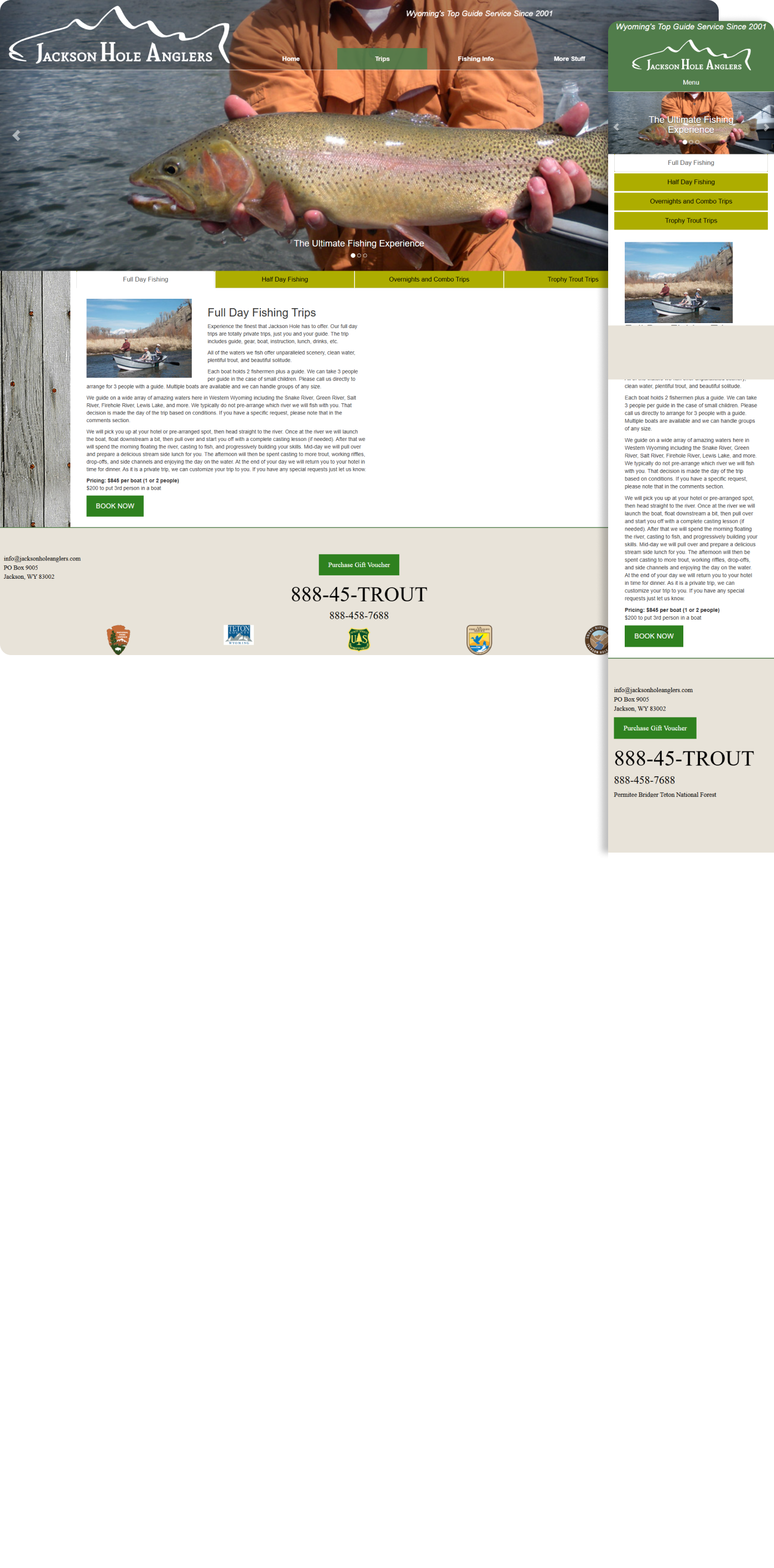 Website page with a large landscape photo and article cards in a sidebar