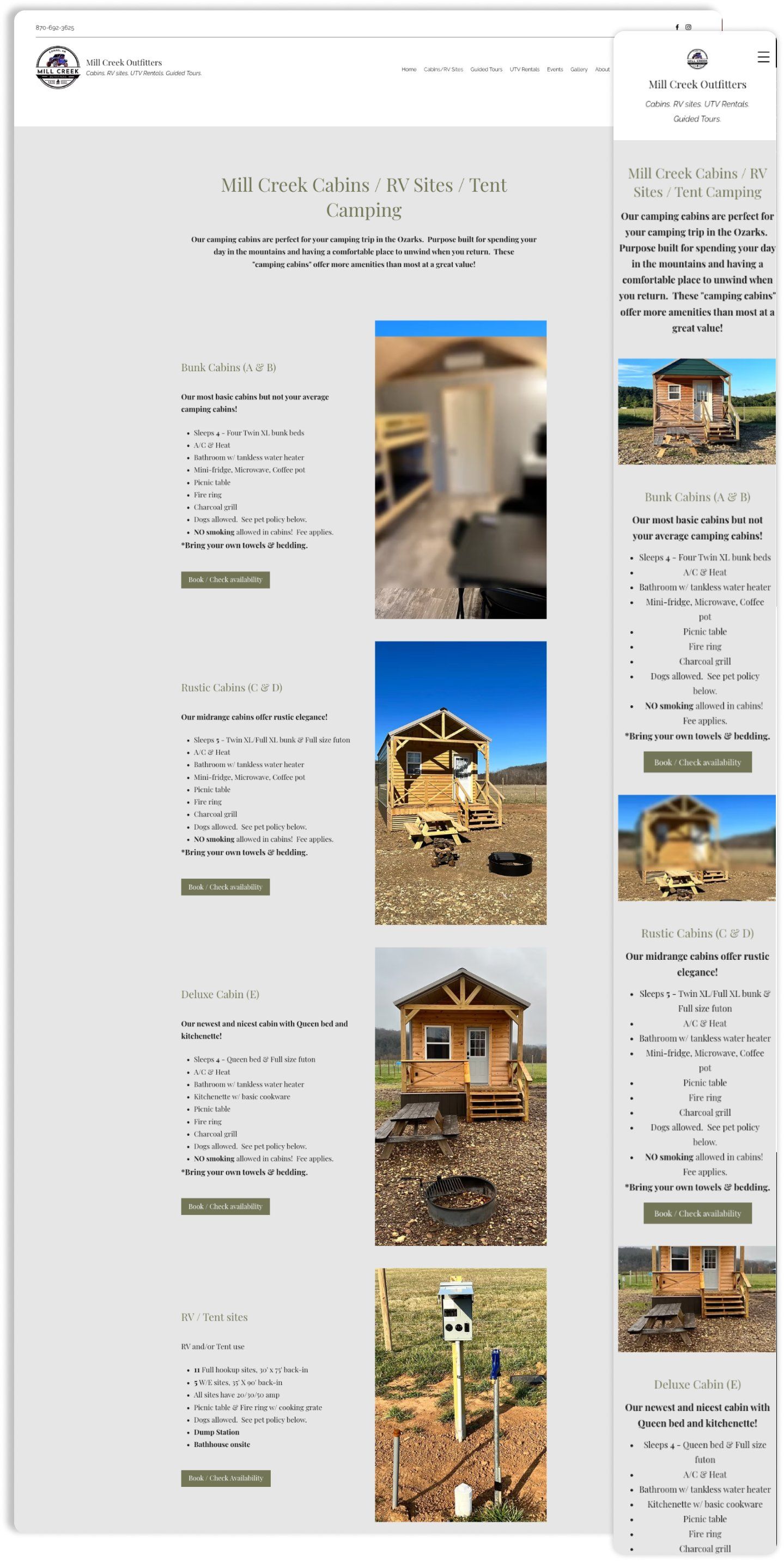 Website home page promoting adventure tours in Moab, Utah.