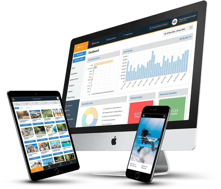 resmark booking software on three devices