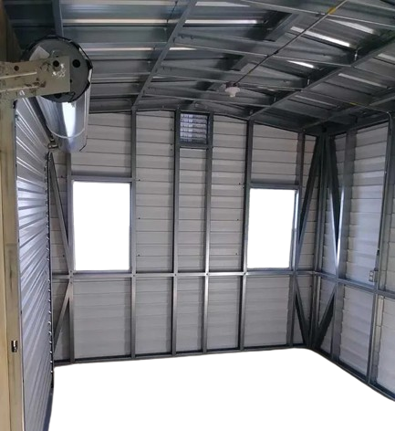 A room with a lot of windows and a light on the ceiling.