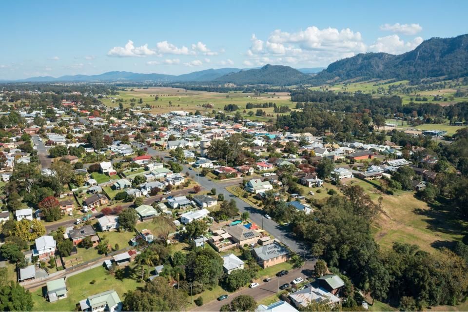 An Aerial View of Gloucester With Mountains in the Background — Currie Bros Engine Reconditioners in Gloucester, NSW