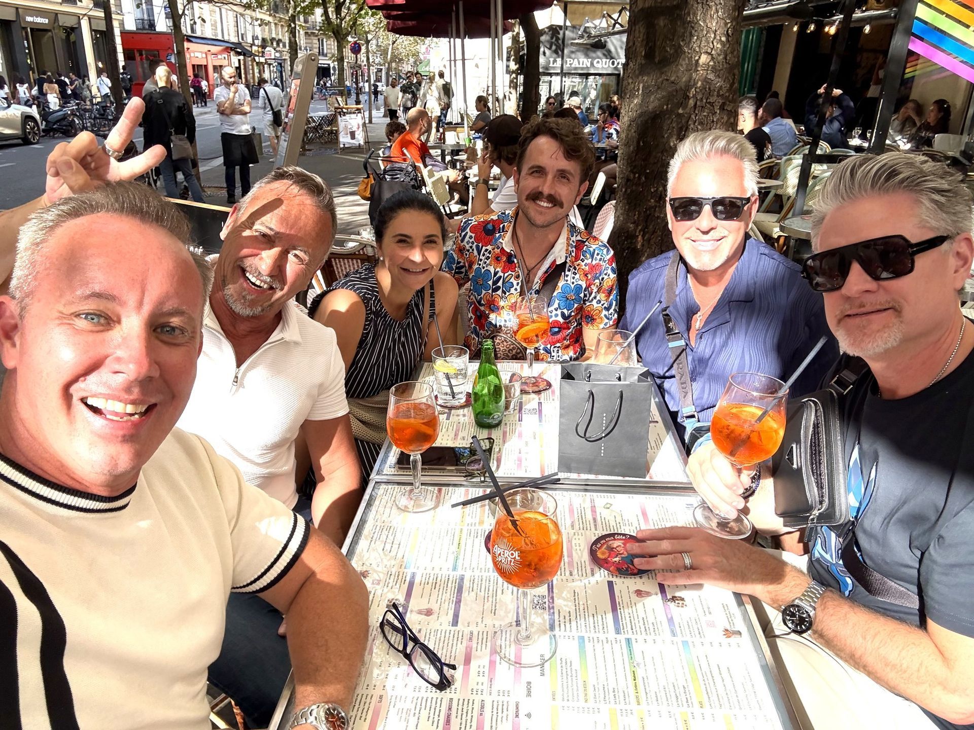 Hermes Holidays guests at welcome drinks in the Marais, gay tour of Paris