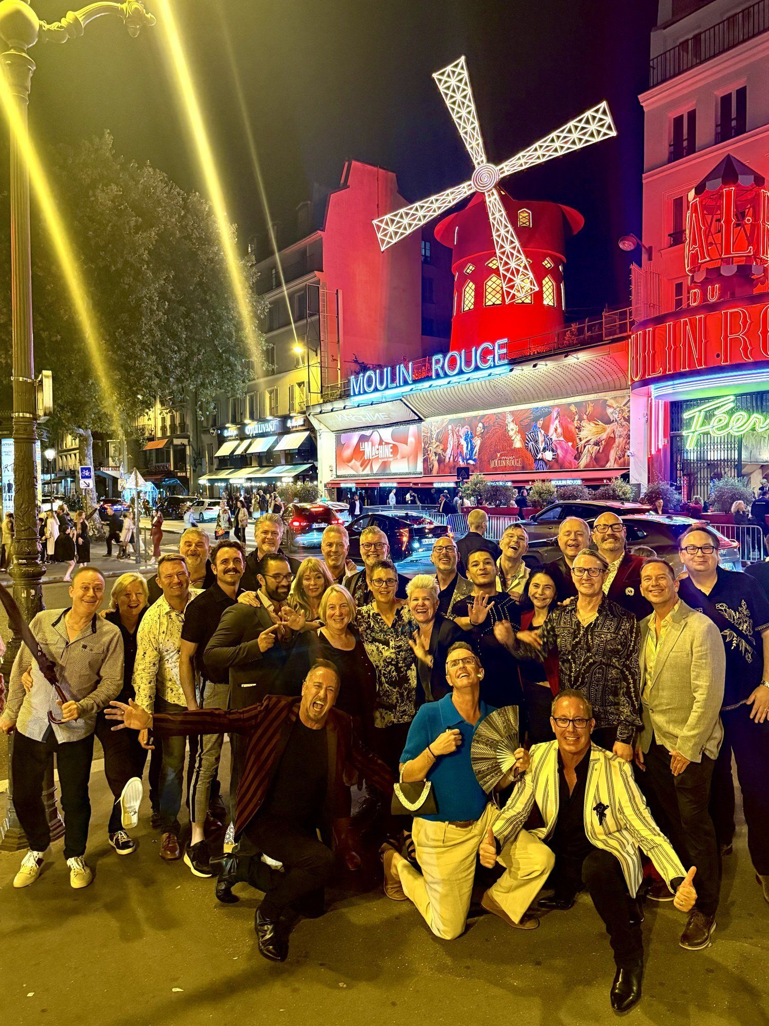 Hermes Holidays group at the Moulin Rouge, gay tour of Paris