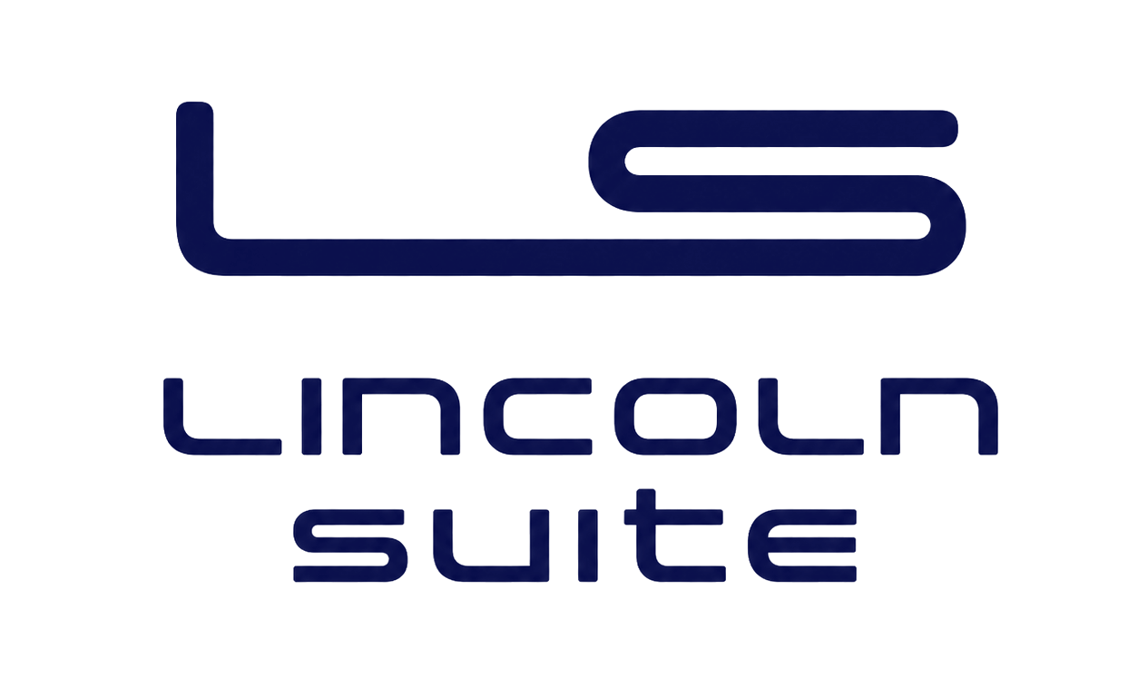 Logotipo azul con las letras “LS” blancas y las palabras “Lincoln Suite” debajo.
